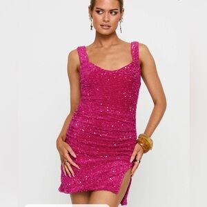 NWOT Centerfold Sequin mini dress pink.
